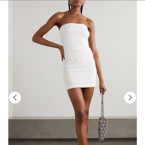 Strapless Sequin Stretched-Tulle Mini Dress